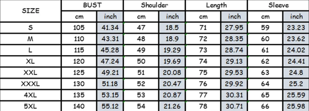 Size chart