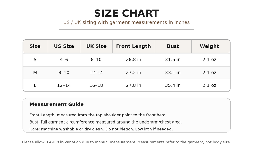 Size chart